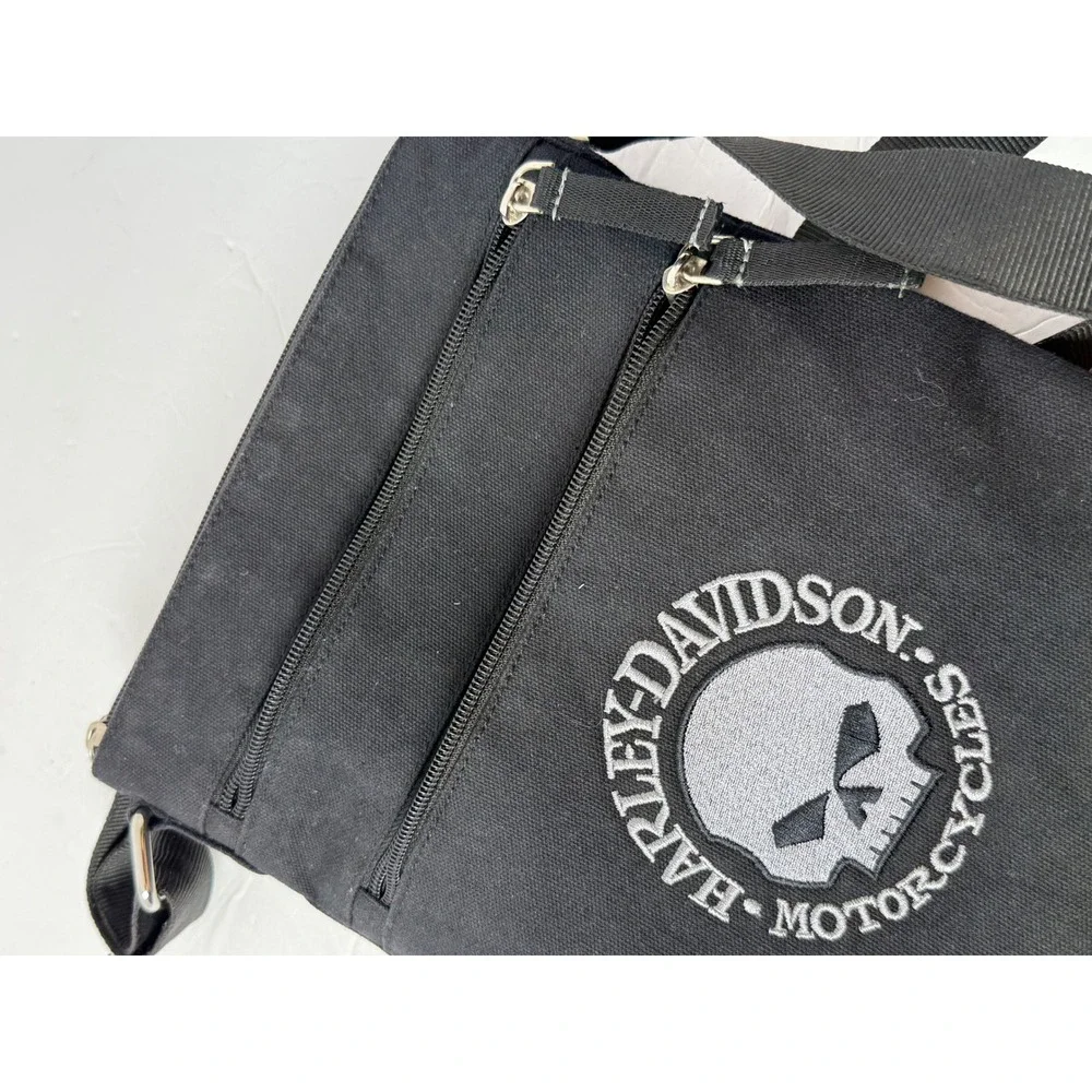Harley-Davidson Willie G Skull Black Canvas Crossbody Bag Adjustable Strap